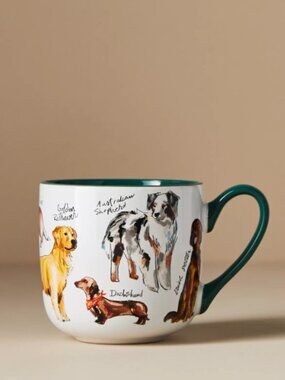 Anthropologie Dog Animal Breeds A-Z Ceramic Mug